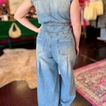 Washed Denim Wide Leg Jumpsuit
