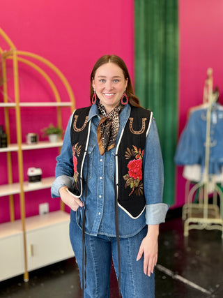 Denim Pearl Snap Longsleeve Top