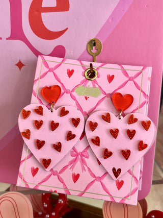 Scattered Heart Layered Acrylic Earring