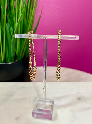 Gold Ball Bead Large Teardrop Earrngs