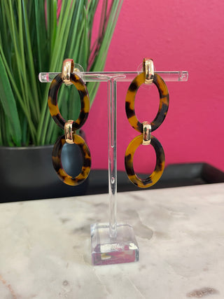 Circle Tortoise & Gold Dangle Earring