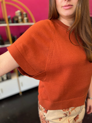 Burnt Orange Dolman Knit Top