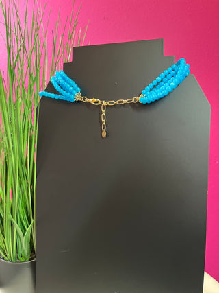 Turq Blue Beaded 5 Strand Necklace