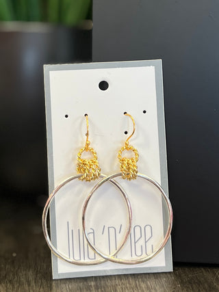 LNL Silver & Gold Rope Circle Earrings