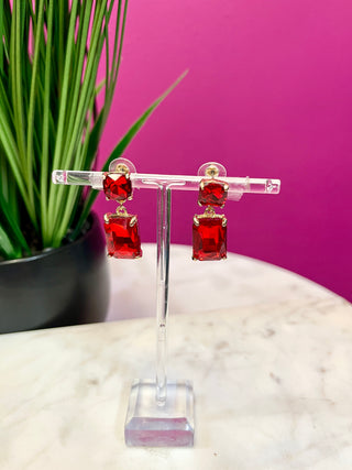 Too Chic Red Crystal Double Crystal Earring