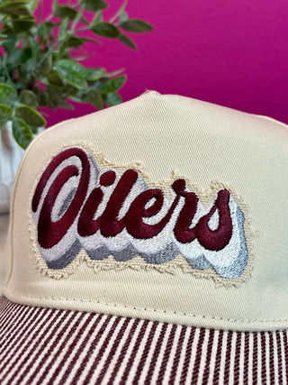 Oilers Maroon Striped Baseball Hat