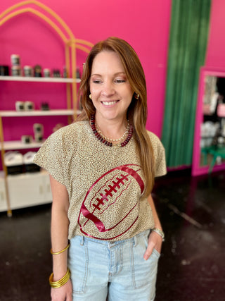 Maroon Football Leopard Edgy Tee