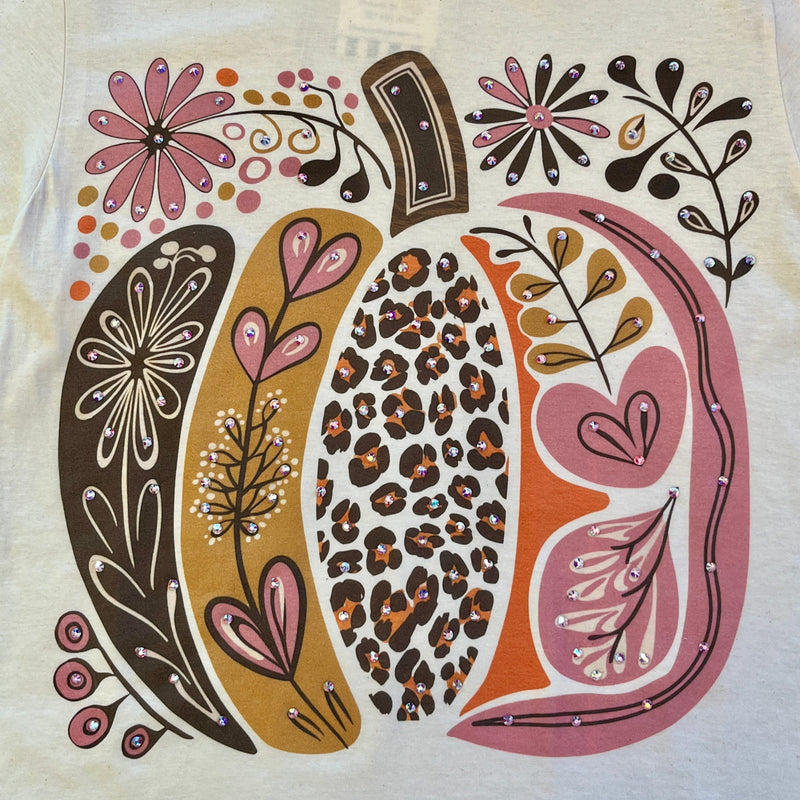 Floral Pumpkin Bling Tee