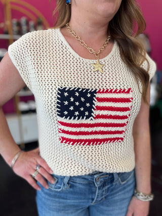 American Flag Crochet Top