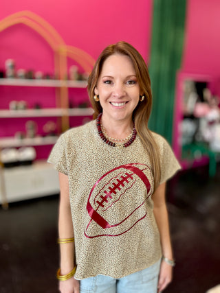 Maroon Football Leopard Edgy Tee