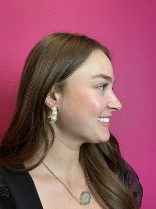 Pearl Medium Hoop Earrings