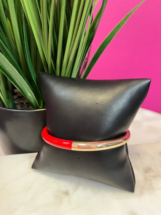 Red & Gold Color Block Bangle