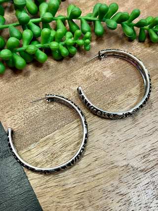 Silver Scroll Large Hoop Earrings