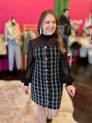 Black Tweed Shear Dress