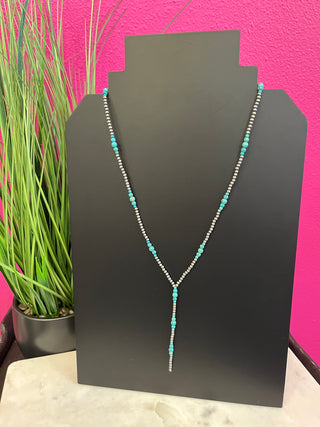 Authentic Turquoise & Navajo Bead Lariant Necklace