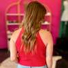 Red High Neck Sweater Top Top