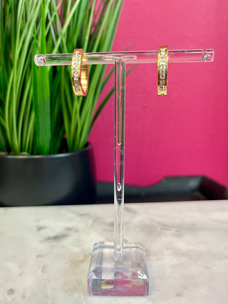 Secrets Gold & Crystal Md Hoop Earrings - Water Resistant