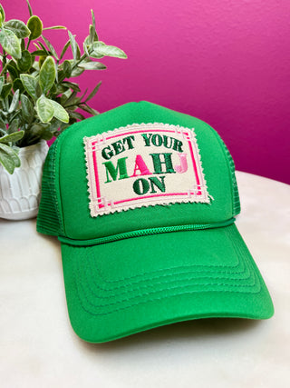 Get Your Mahjong On Green Trucker Hat
