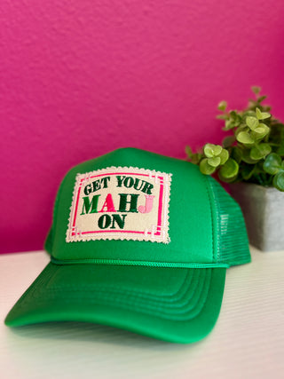 Get Your Mahjong On Green Trucker Hat