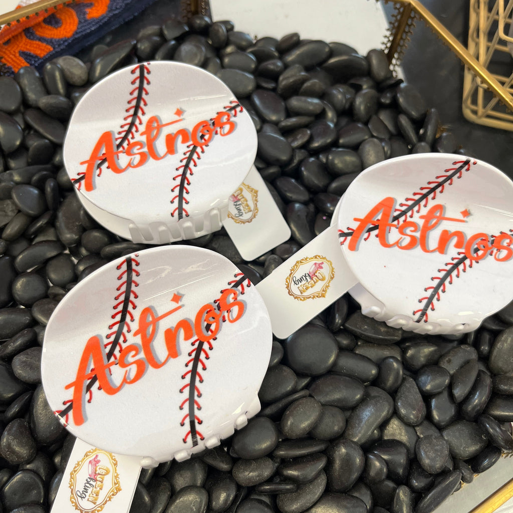 Astros White Baseball Hair Clip