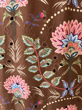 Brown Fall Floral Midi Dress