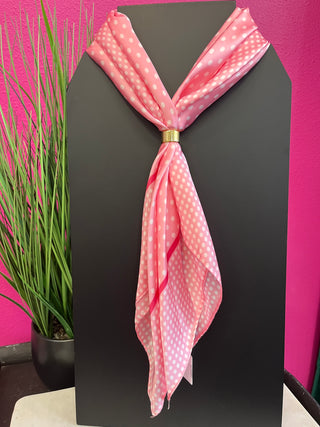 Pink Polka Dot Satin Wild Rag