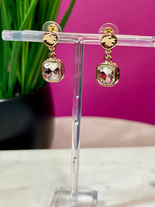 Small Crystal Square Dangle Earrings