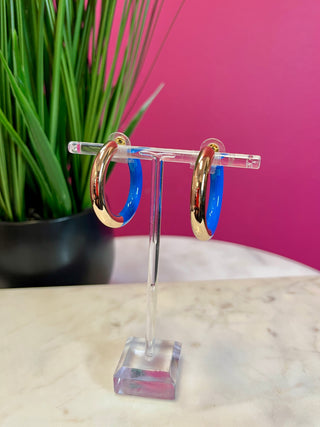 Everyday Gold & Blue Hoop Earring