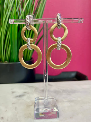 Mixed Metal Matte Gold Circle Earrings