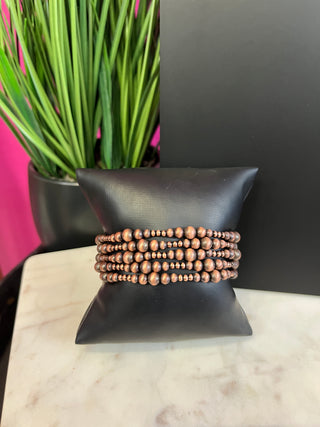 Bronze Bead 5 Strand Bracelet Set