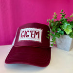 Gig'em Check Maroon & White Trucker Hat