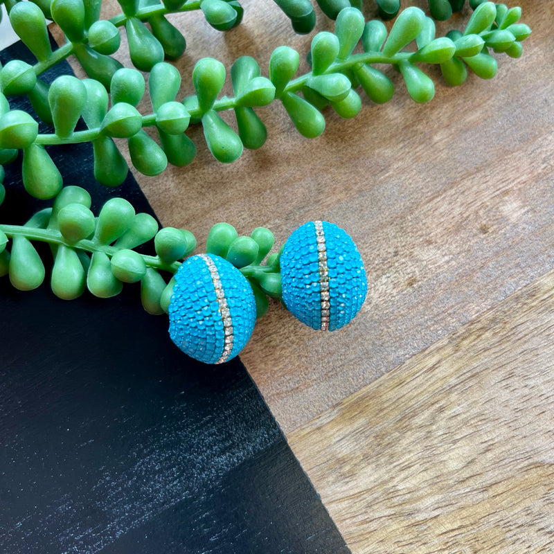 Blue Crystal Wide Sm Hoop Earrings