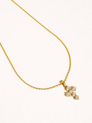 Raimon Gold & Crystal  Dainty Cross Necklace - Water Resistant