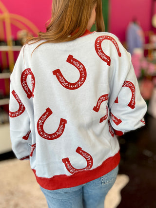 Horseshoe/Rodeo 2 Sided Mock Sweatshirt