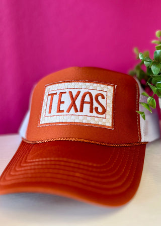 Texas Check Burnt Orange Trucker Hat