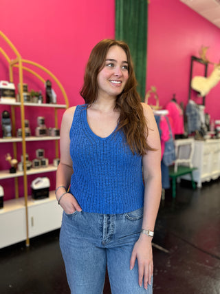 Surf Blue Crochet Knitted Top