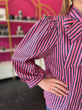 Pink & Navy Striped Neck Tie Top