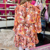 Brown Paisley Print Lurex Chiffon Dress