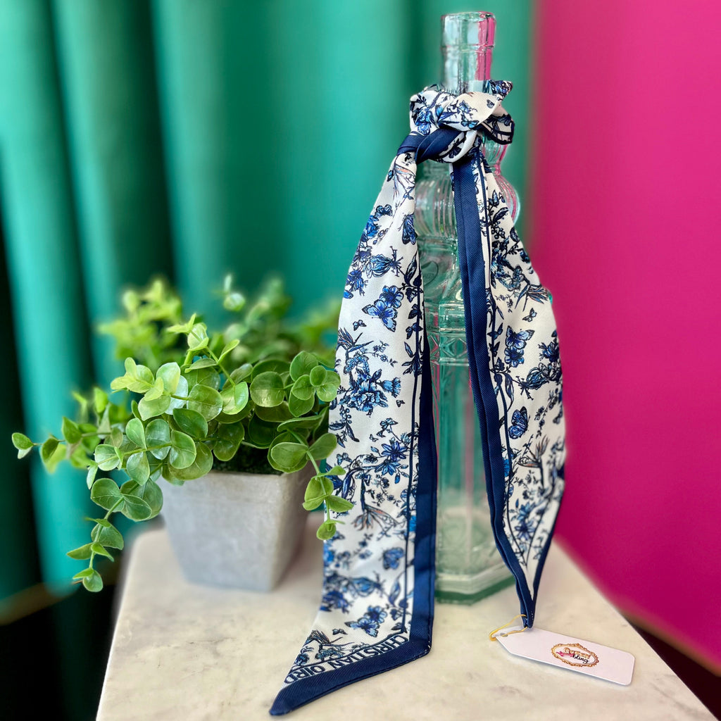 Dark Blue Floral Twilly