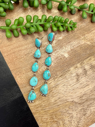 5 Stone Authentic Turquoise Earrings