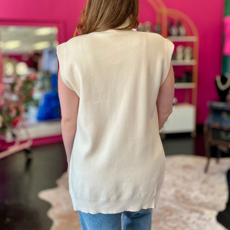Oatmeal High Neck Hi Low Top