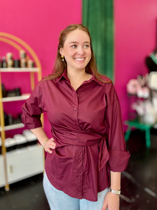 Maroon Longsleeve Wrap Top