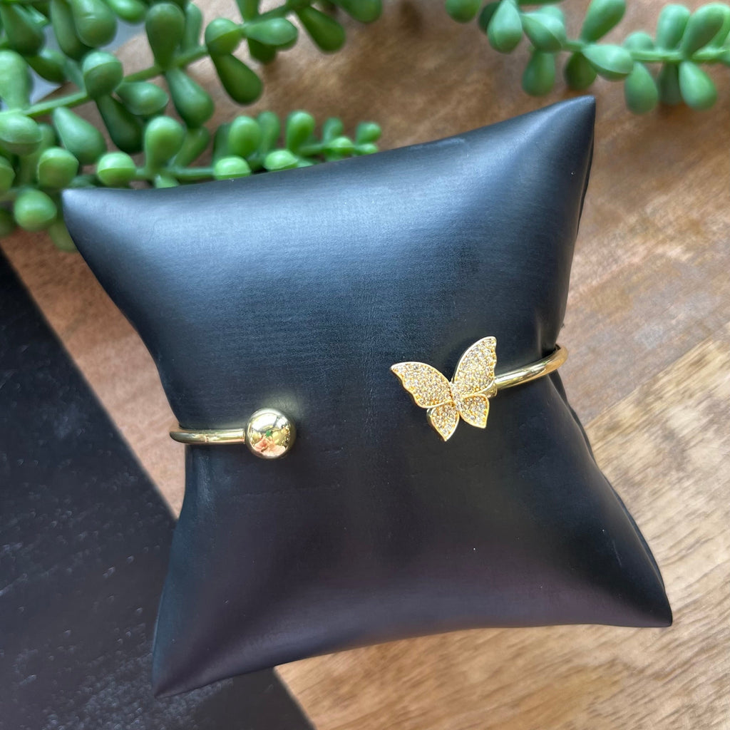 Gold Crystal Butterfly Cuff Bracelet