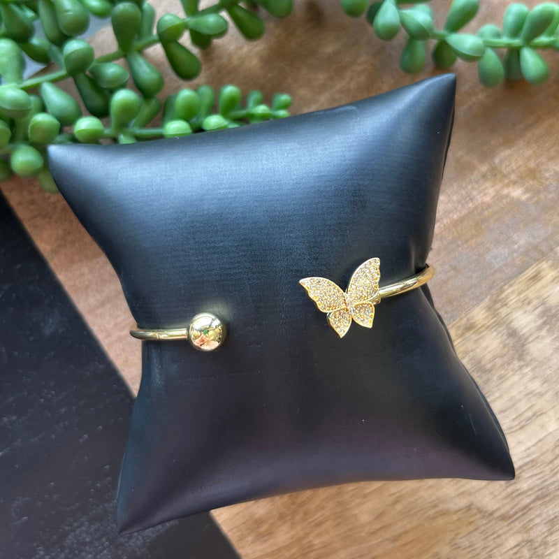 Gold Crystal Butterfly Cuff Bracelet