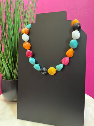 Multi Color Chunky Stone Necklace