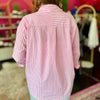 Pink & White Striped Button Up Top