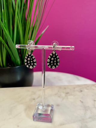 Silver Dot Teardrop Dangle Earring