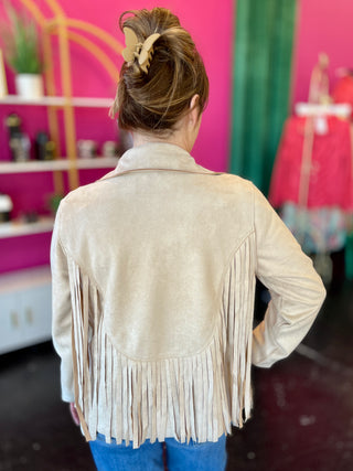 Miranda Bone Suede Fringe Jacket