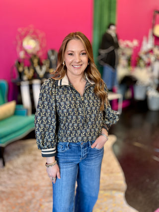 Midnight Blue Floral Print Top