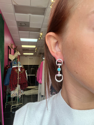 Silver Horsebit & Turq Earring